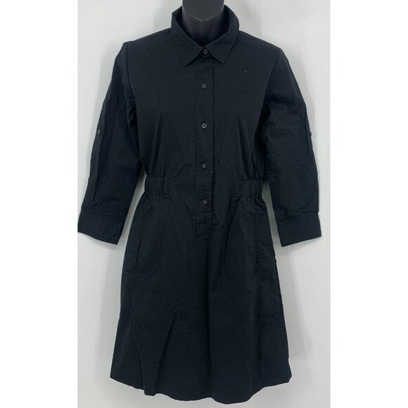 Banana Republic Women Dress Size 2 Black Button Collar Roll Tab Sleeve Women New - Picture 1 of 10